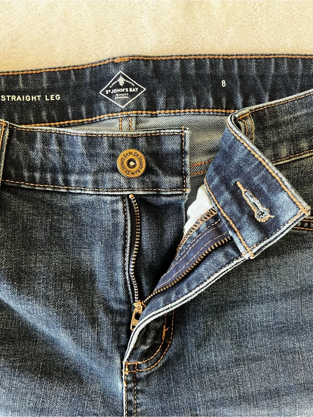 St. John's Bay Dark Wash Straight Leg Jeans Size 8